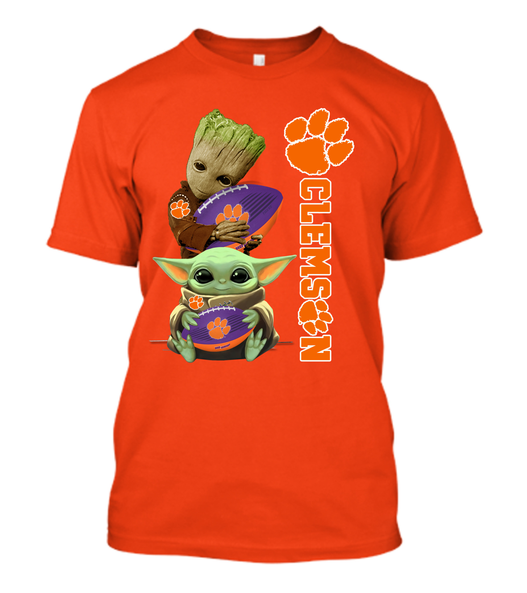 Clemson Football Baby Yoda And Groot T-Shirt