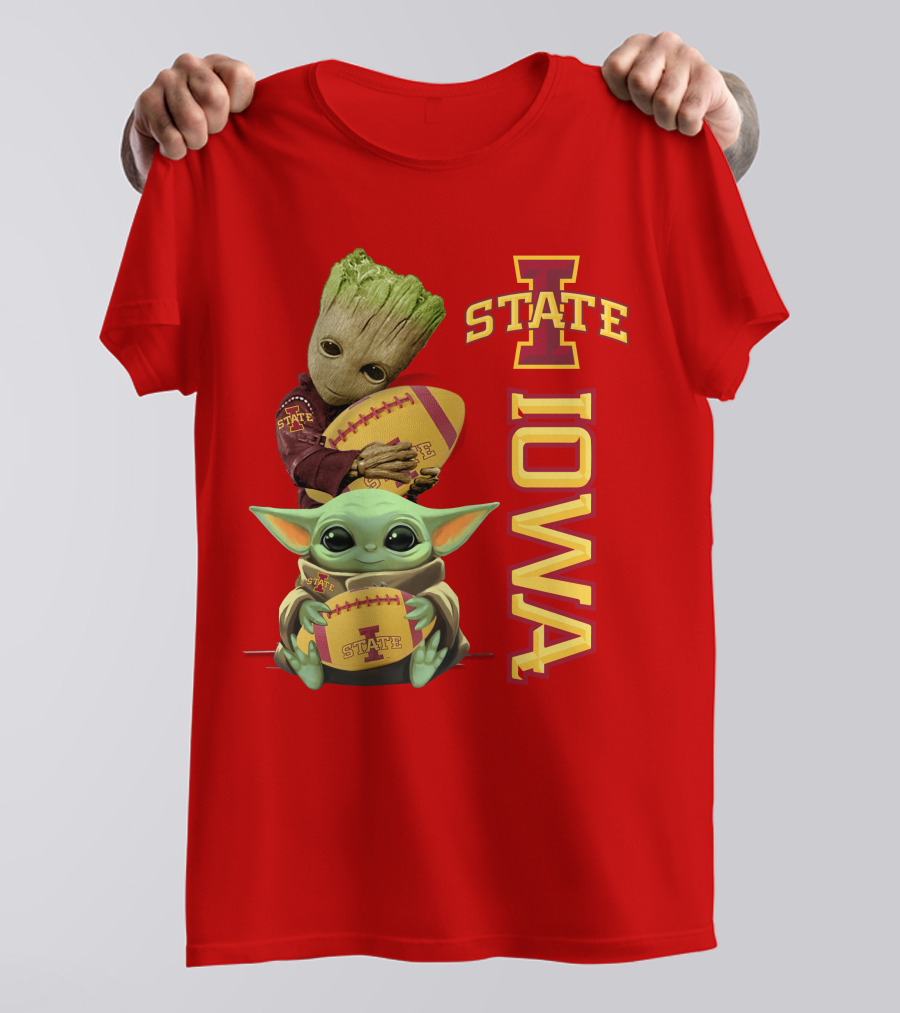 Iowa State Groot And Baby Yoda Football T-Shirt