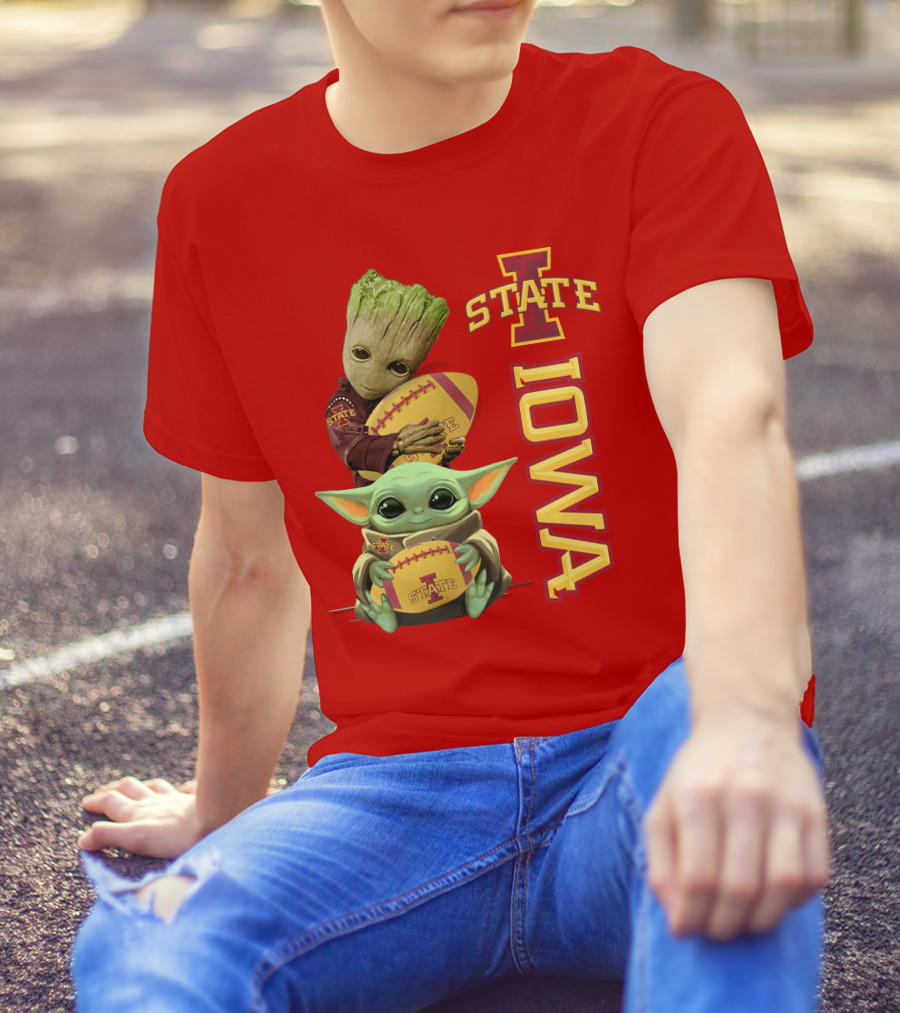 Iowa State Groot And Baby Yoda Football T-Shirt