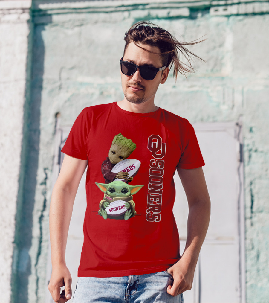 Ou Sooners Groot Baby Yoda Football T-Shirt