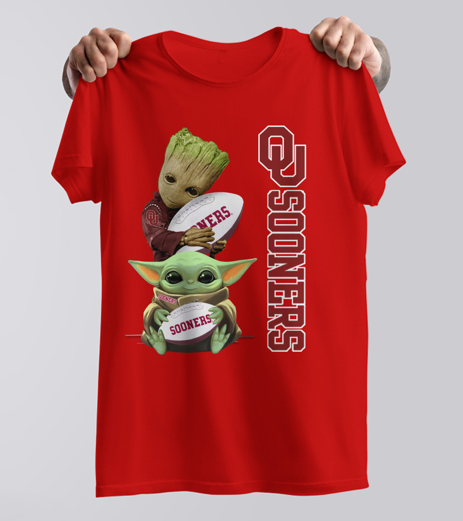 Ou Sooners Groot Baby Yoda Football T-Shirt