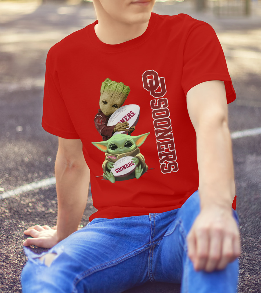 Ou Sooners Groot Baby Yoda Football T-Shirt