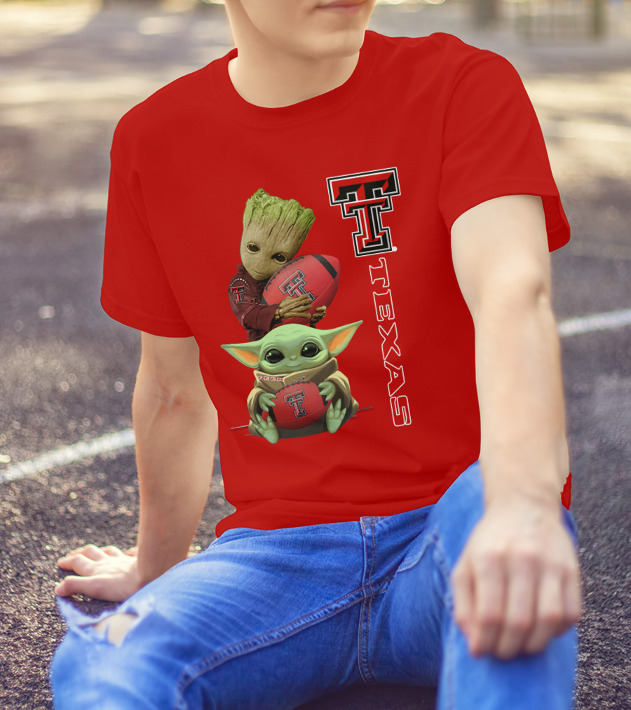 Groot Baby Yoda Texas Tech Football T-Shirt