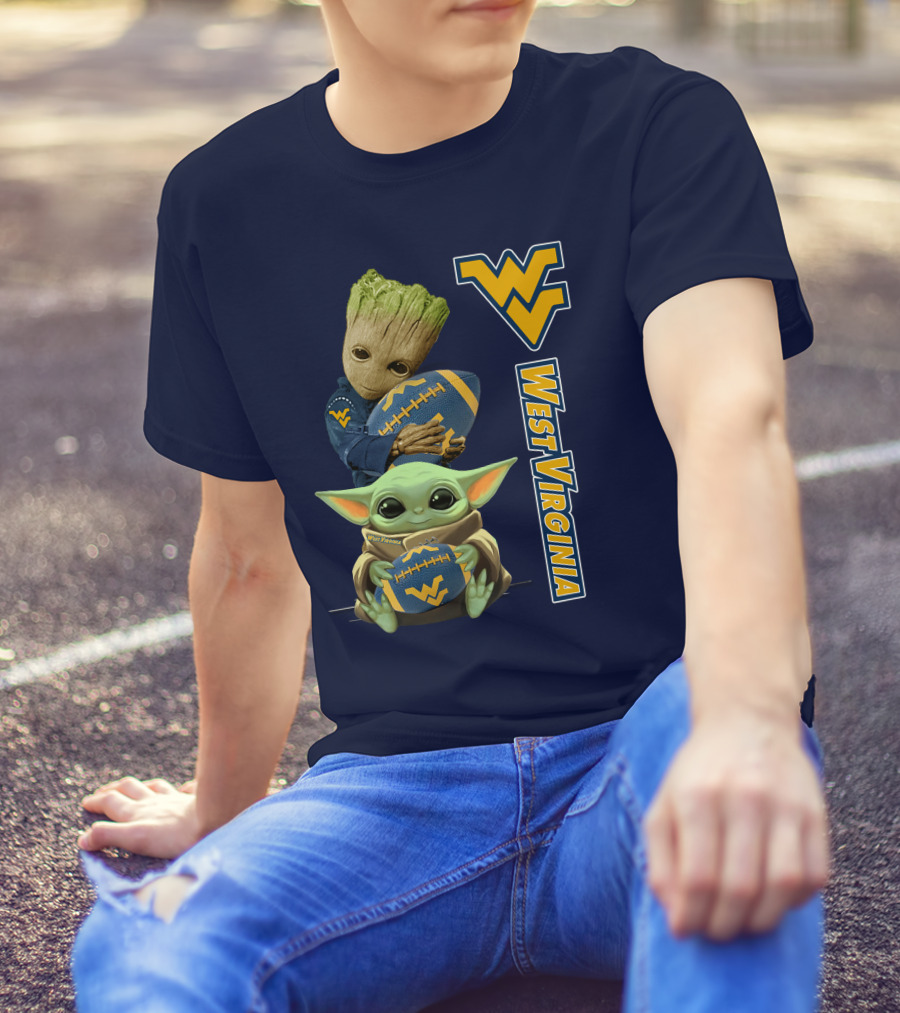 Groot And Baby Yoda West Virginia Mountaineers T-Shirt
