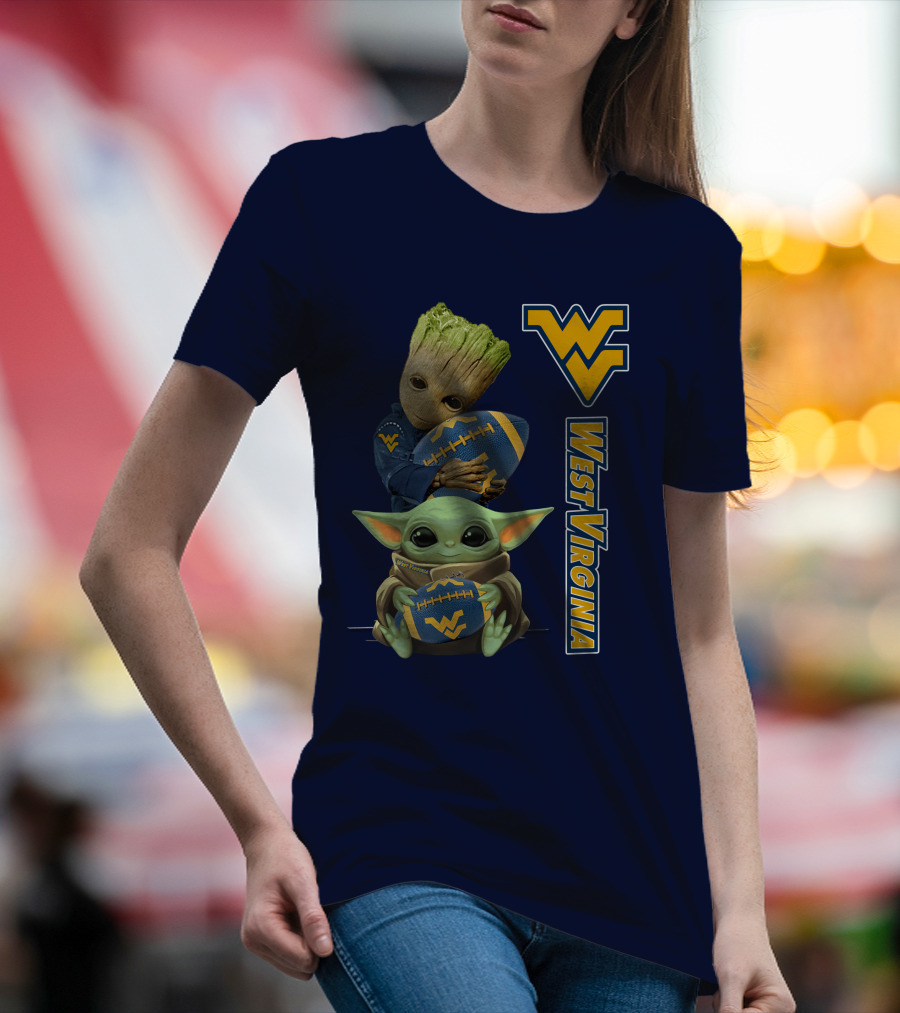 Groot And Baby Yoda West Virginia Mountaineers T-Shirt