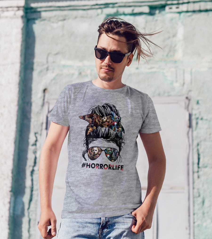 HorrorLife Messy Bun Iconic Horror Characters T-Shirt