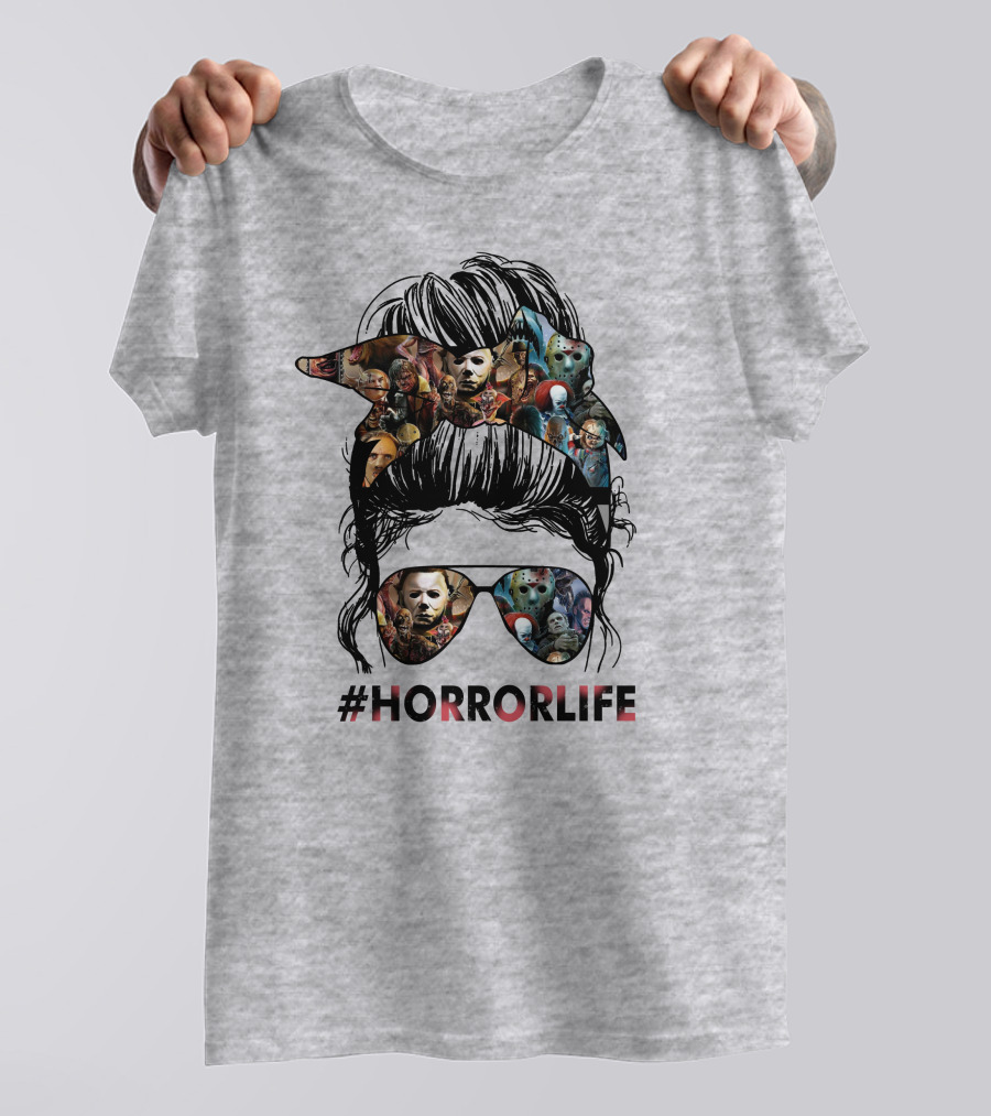 HorrorLife Messy Bun Iconic Horror Characters T-Shirt