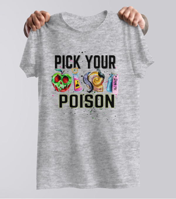 Pick Your Poison Halloween Skull Apple Potion Snail Drink Me T-Shirt