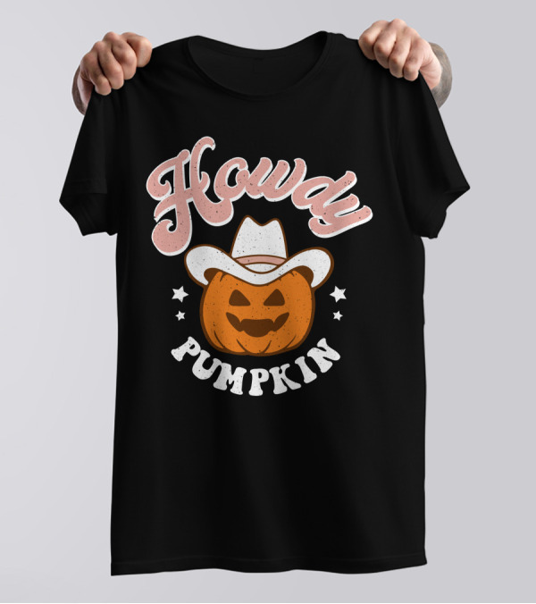Howdy Pumpkin Halloween Western Cowboy Jack-o'-Lantern T-Shirt