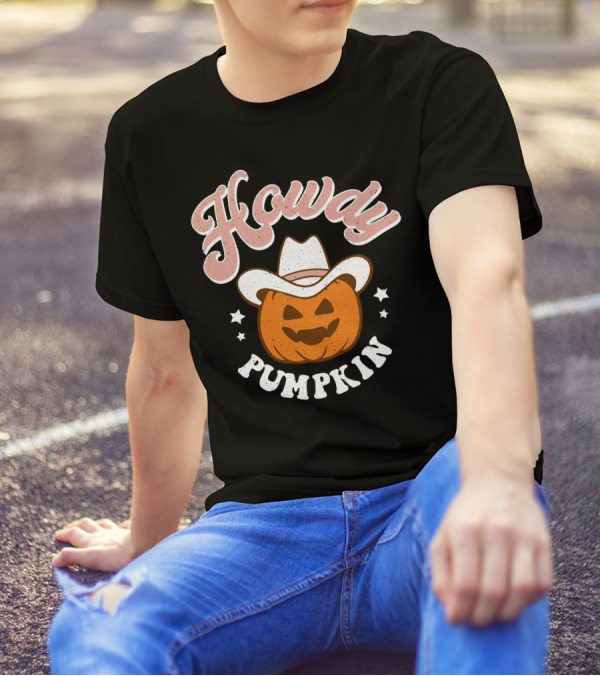 Howdy Pumpkin Halloween Western Cowboy Jack-o'-Lantern T-Shirt
