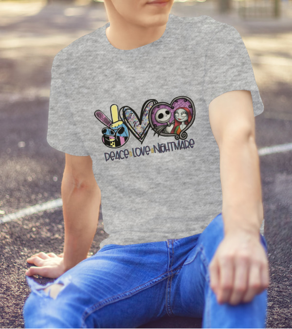 Peace Love Nightmare Before Christmas Halloween T-Shirt