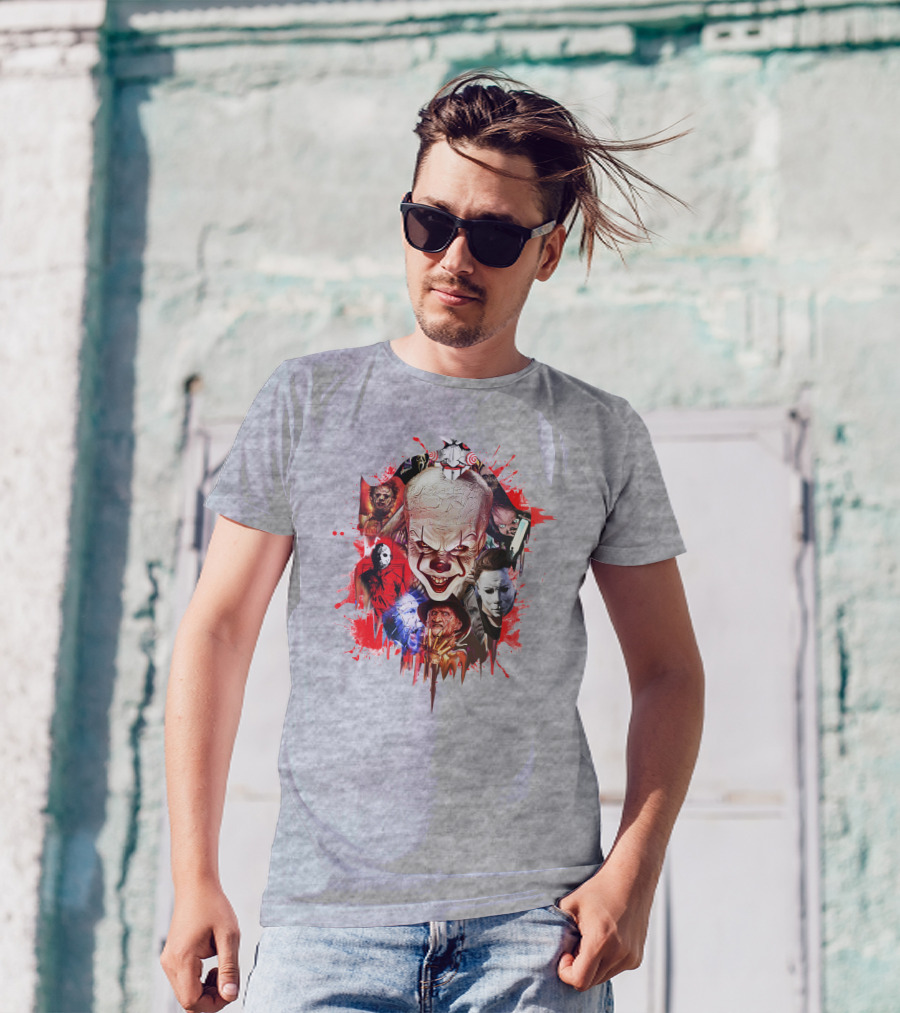 Halloween Killers Pennywise Michael Myers Freddy Krueger Jason Voorhees Jigsaw Horror Icons T-Shirt