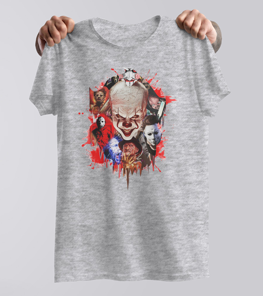 Halloween Killers Pennywise Michael Myers Freddy Krueger Jason Voorhees Jigsaw Horror Icons T-Shirt