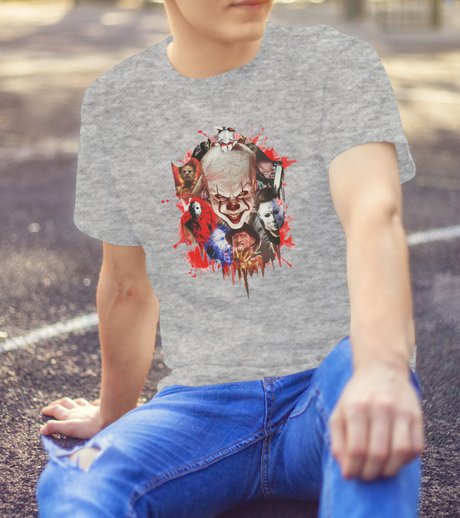 Halloween Killers Pennywise Michael Myers Freddy Krueger Jason Voorhees Jigsaw Horror Icons T-Shirt