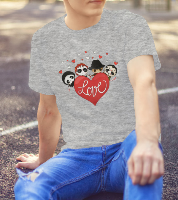 Love Horror Movie Chibi Quartet Valentine T-Shirt