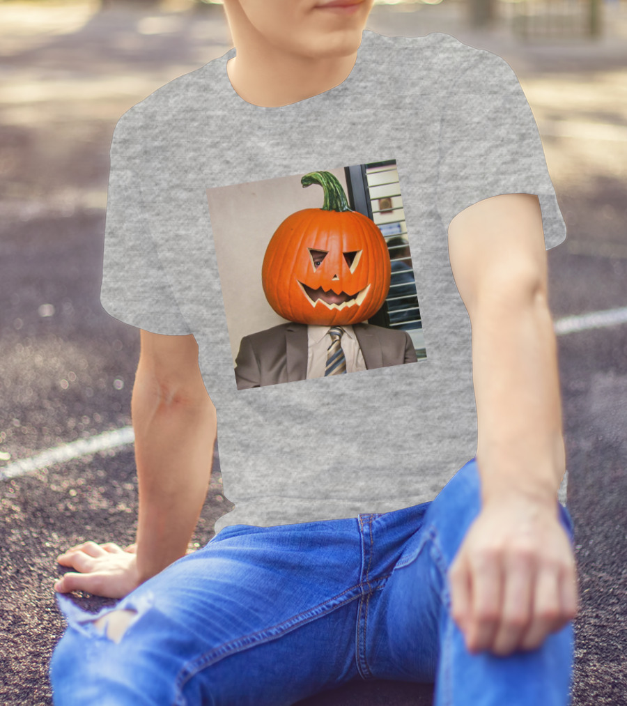 Office Halloween Pumpkin Head Costume T-Shirt