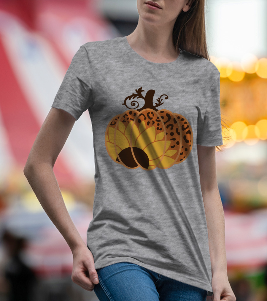 Sunflower Leopard Pumpkin Cheetah Pumpkin T-Shirt