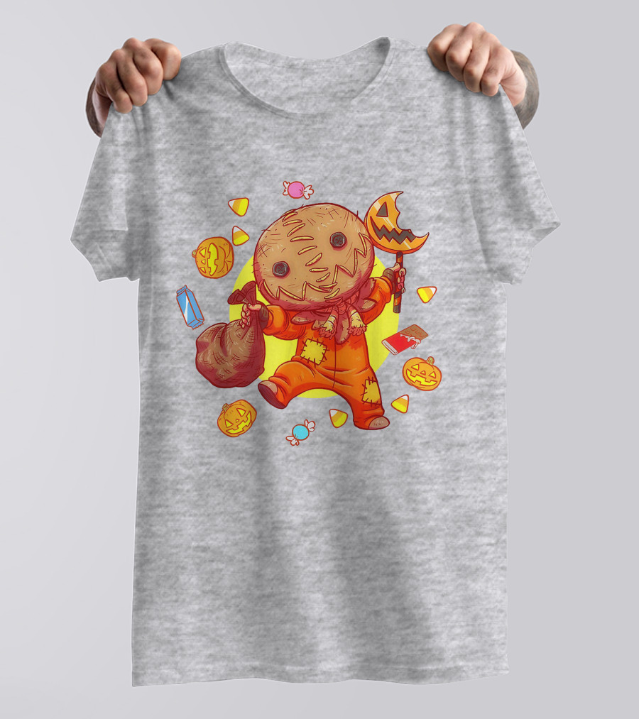 Trick R Treat Sam Halloween Cute Funny Pumpkin Candy Sack T-Shirt