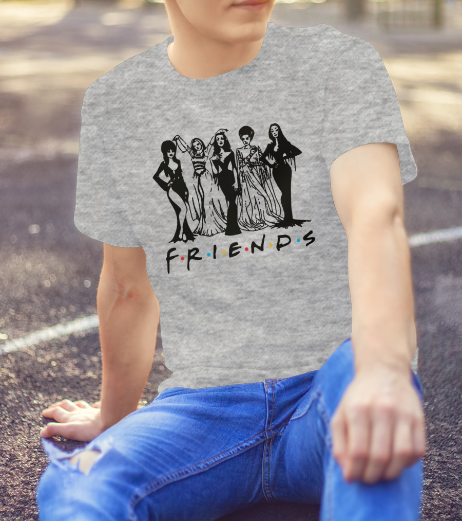 Horror Friends Squad Gothic Icons In Classic TV Show T-Shirt