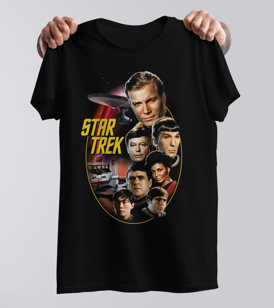 Star Trek Original Series Crew And Starship Enterprise T-Shirt