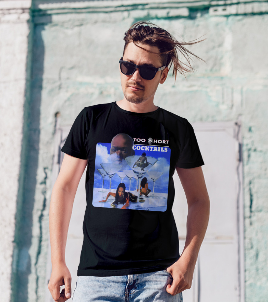 Too Short Cocktails Album Cover Sky And Martini Glasses T-Shirt