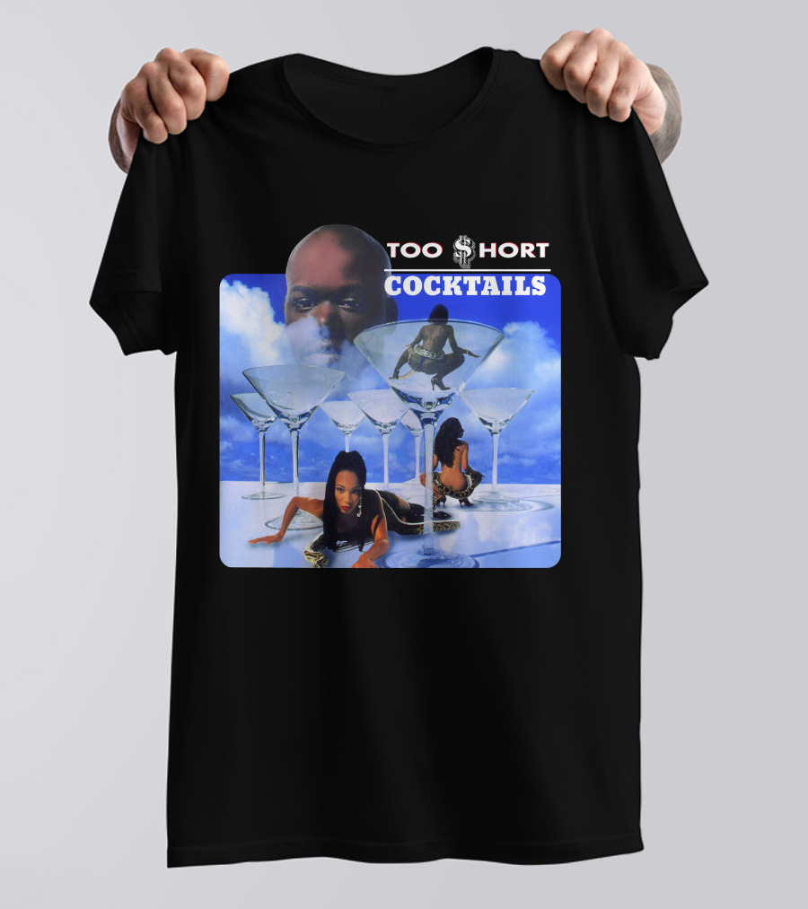 Too Short Cocktails Album Cover Sky And Martini Glasses T-Shirt