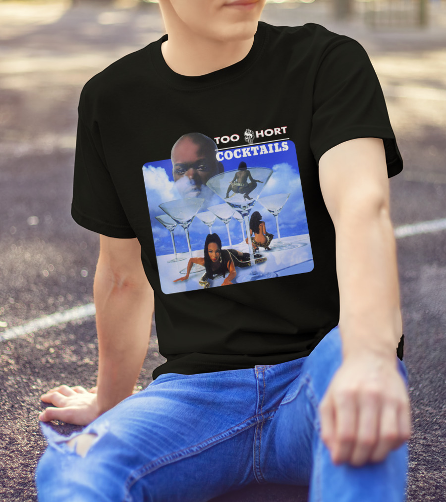 Too Short Cocktails Album Cover Sky And Martini Glasses T-Shirt