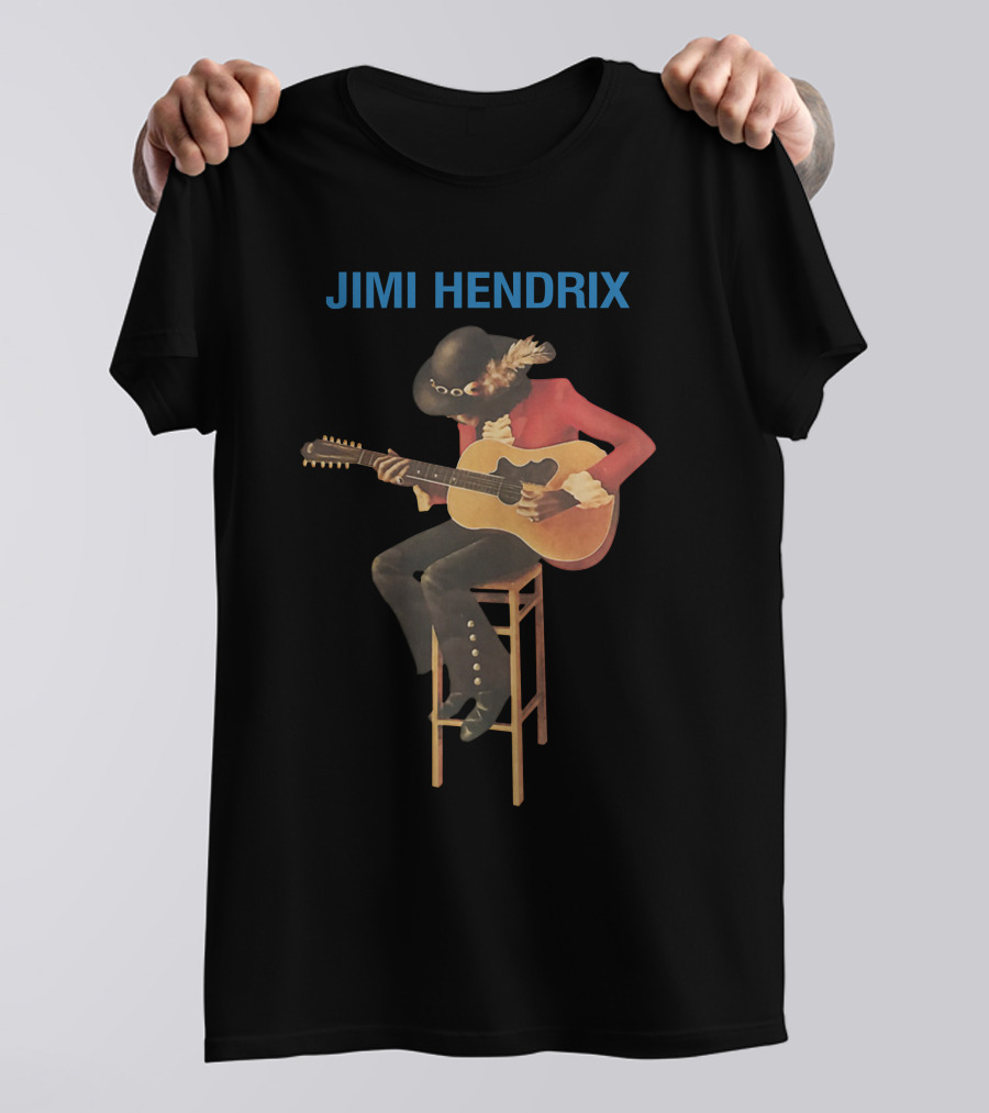 Jimi Hendrix Acoustic Guitar Stool Session T-Shirt