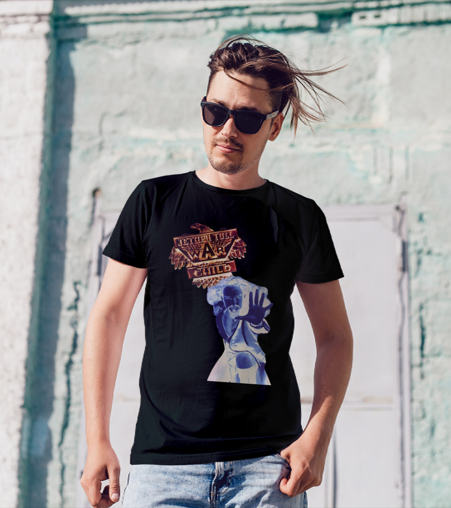 Jethro Tull War Child Eagle Motif With Reaching Figure T-Shirt