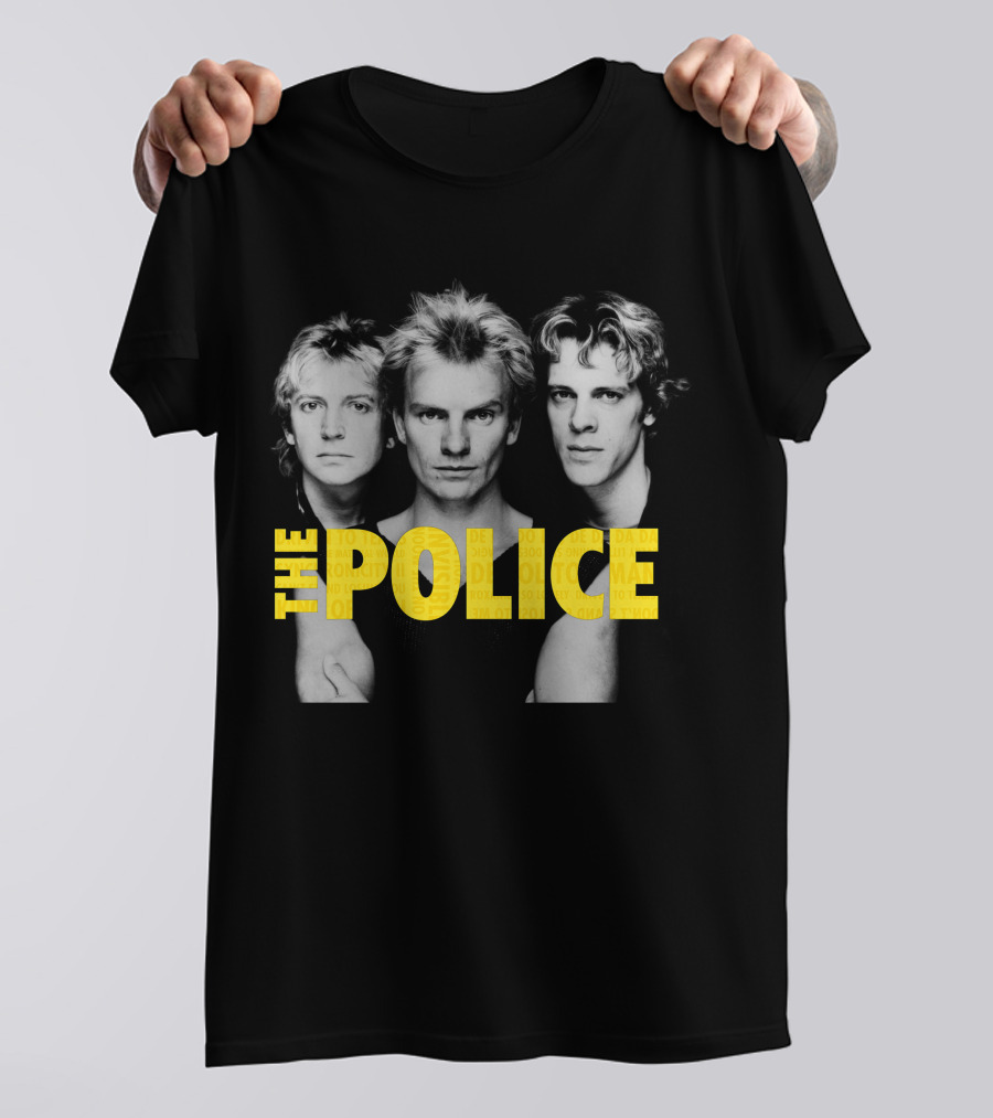 The Police Band Members Portrait With Yellow T-Shirt