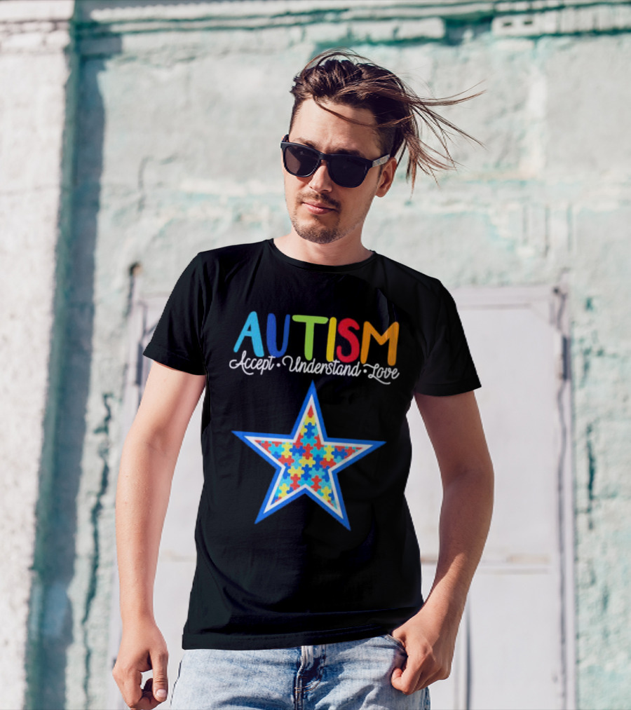 Dallas Cowboys Autism Accept Understand Love Puzzle Star T-Shirt