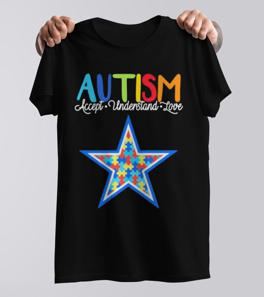 Dallas Cowboys Autism Accept Understand Love Puzzle Star T-Shirt