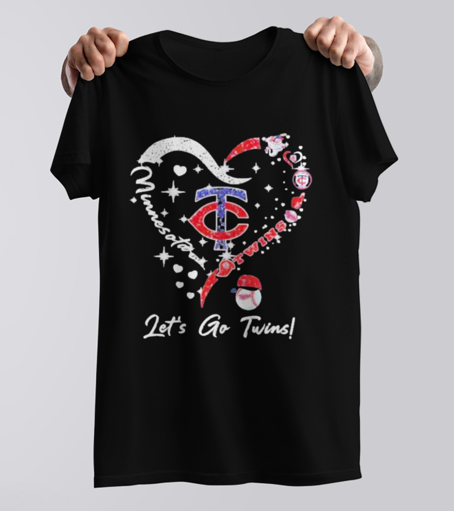 Minnesota Twins Heart Let's Go Twins T-Shirt