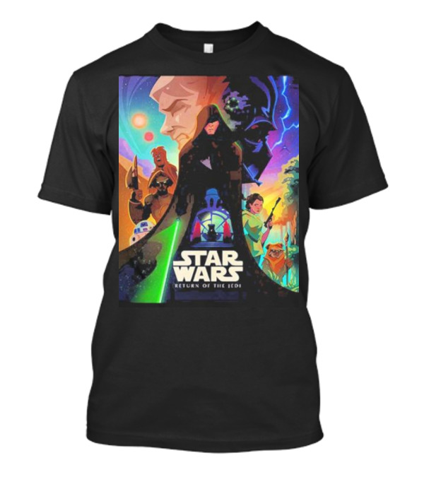 Star Wars Episode VI Return Of The Jedi Colorful Retro Art With Iconic Characters And Symbols T-Shirt