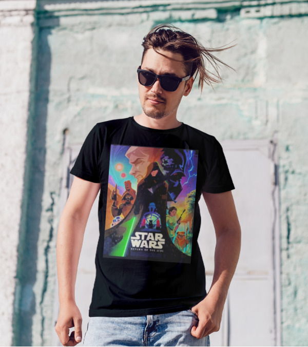 Star Wars Episode VI Return Of The Jedi Colorful Retro Art With Iconic Characters And Symbols T-Shirt