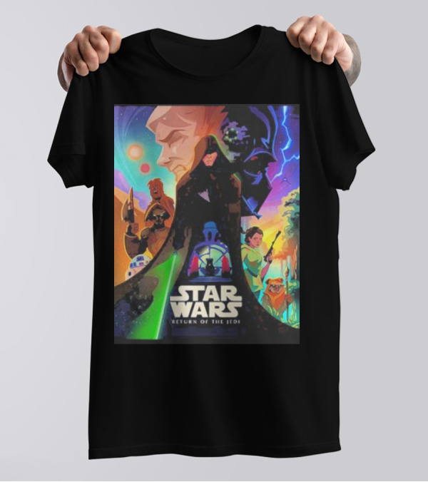 Star Wars Episode VI Return Of The Jedi Colorful Retro Art With Iconic Characters And Symbols T-Shirt