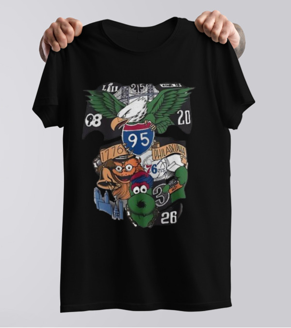Dunphy 215 Tattoo Philadelphia Eagles I-95 76ers 26ers Liberty Bell Fanatic T-Shirt