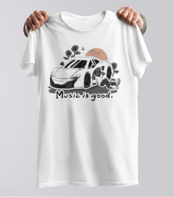 Music Is Good The Flower Patch Sunset Car Scene T-Shirt