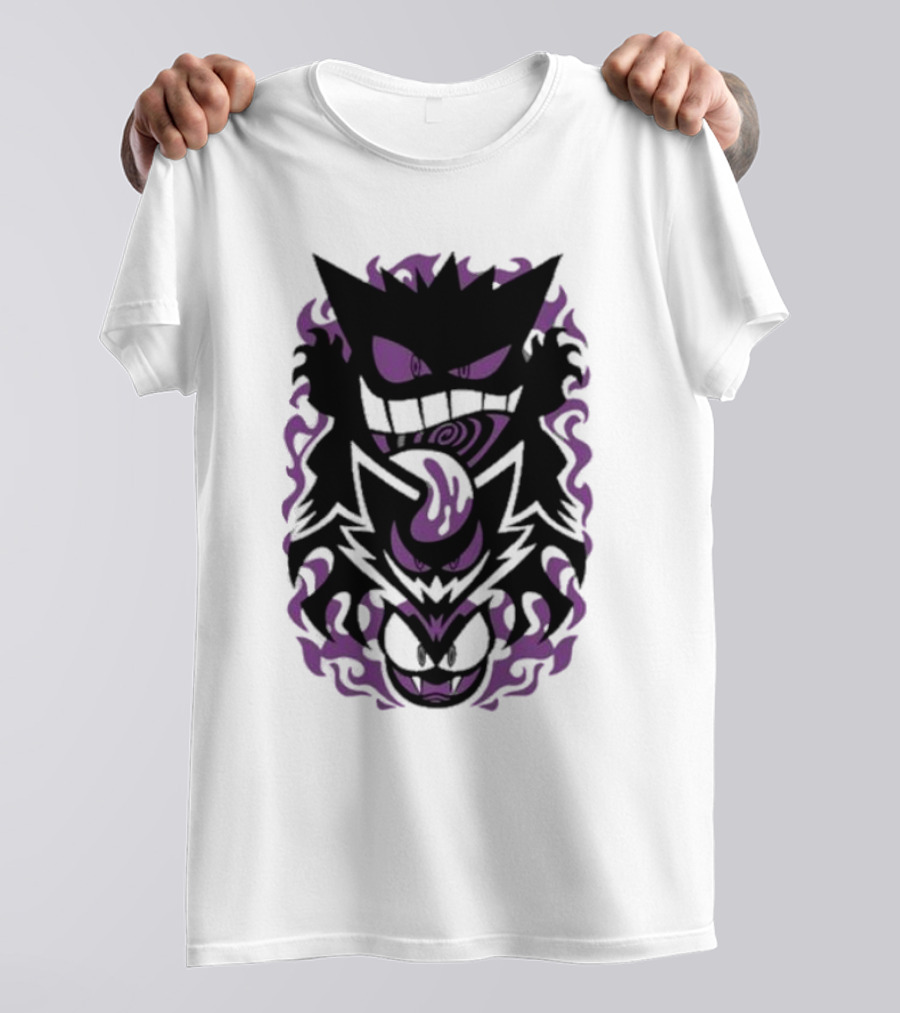 Versiris Haunted Gengar Gastly Ghastly Purple Flames T-Shirt