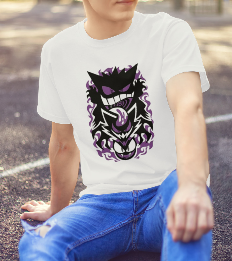Versiris Haunted Gengar Gastly Ghastly Purple Flames T-Shirt