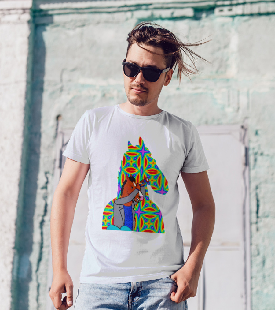 Psychedelic Bojack Horseman Silhouette With Colorful T-Shirt