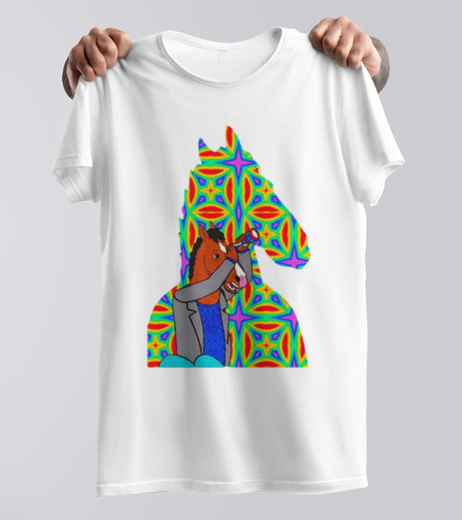 Psychedelic Bojack Horseman Silhouette With Colorful T-Shirt