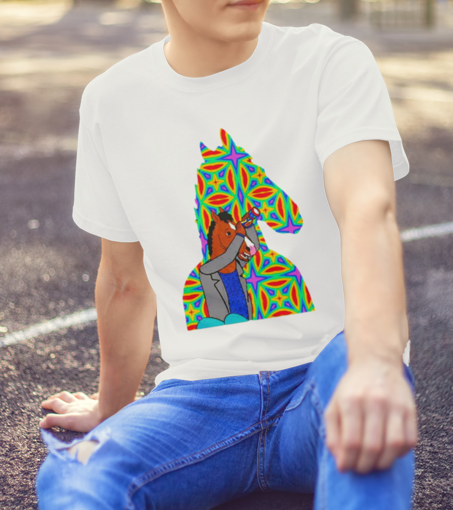 Psychedelic Bojack Horseman Silhouette With Colorful T-Shirt