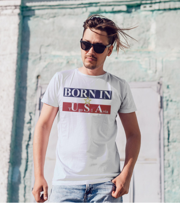 BORN IN USA Yugoslavia Star Stripes T-Shirt