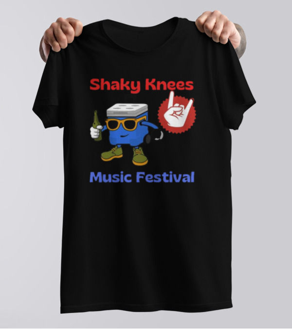 Shaky Knees Music Festival Cooler Character Holding Bottle With Hand Gesture T-Shirt