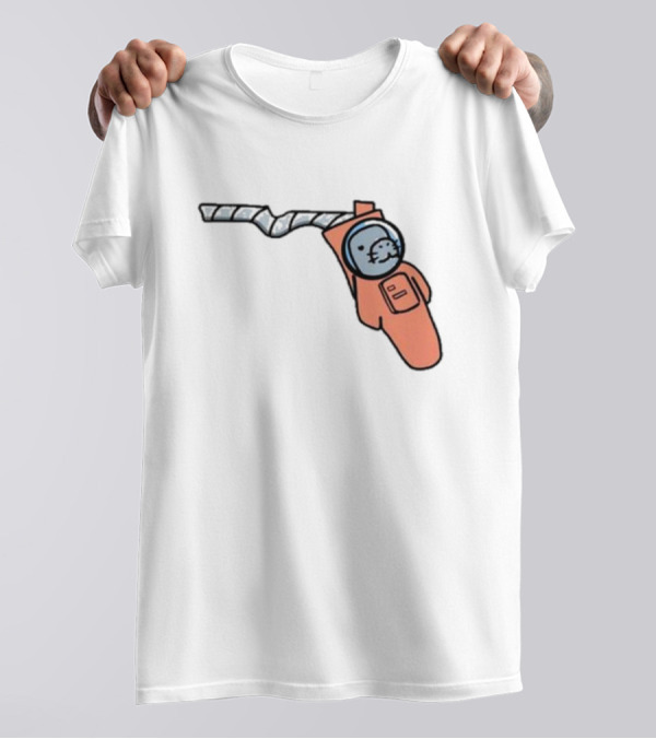 Florida Astronauts Manatee In Space Helmet Floating In Orange Suit T-Shirt