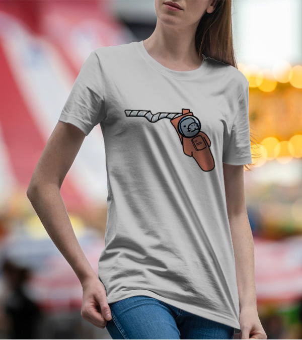 Florida Astronauts Manatee In Space Helmet Floating In Orange Suit T-Shirt