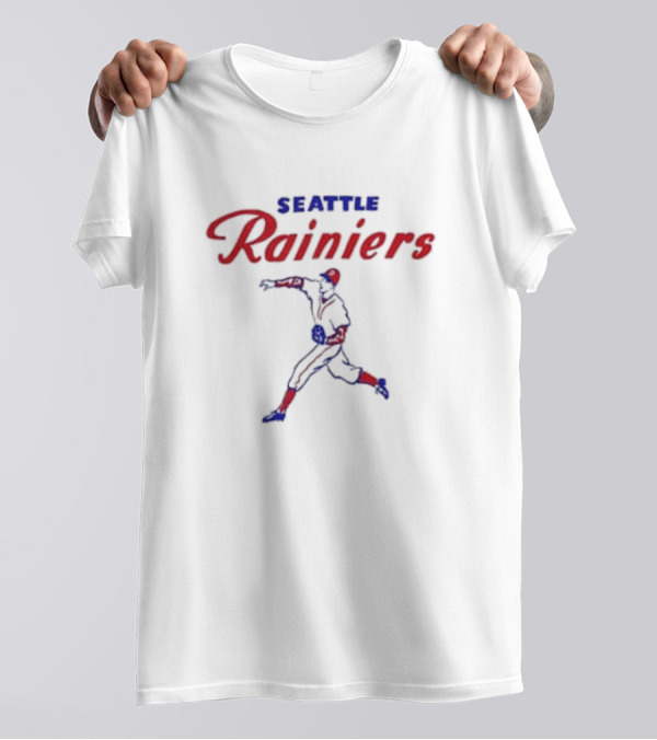 Seattle Rainiers Vintage Baseball Player Throwing T-Shirt
