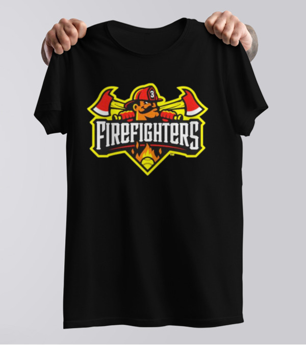 Firefighters Baseball Logo With Axes And Helmet T-Shirt