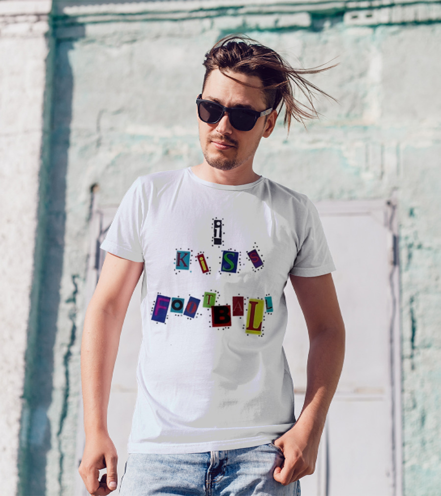 Nooruddean I Kiss Football Soccer Love Passion Bold Colorful Textured T-Shirt